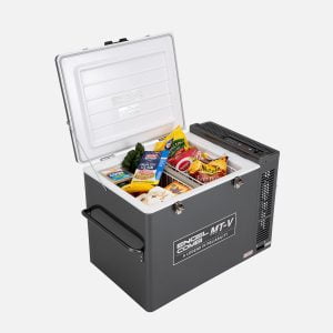 Engel MT-V Combi Portable Fridge Freezer 75 Litre MT80F-G4CD-V Open with food inside.